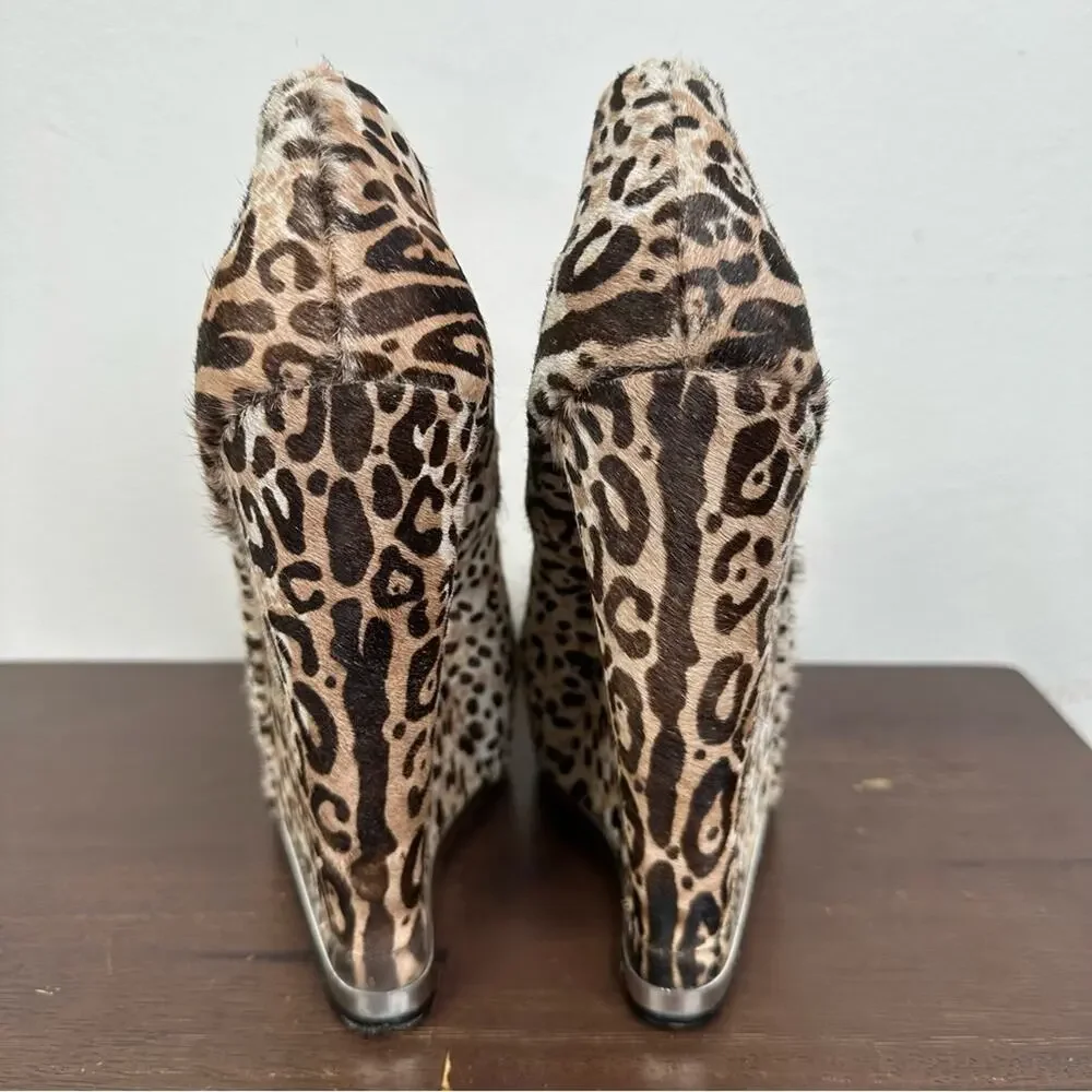 L.A.M.B. Women's Size 7 M Leopard Print Calf Hair Leather 'Dorothee' Wedge - Picture 9 of 13